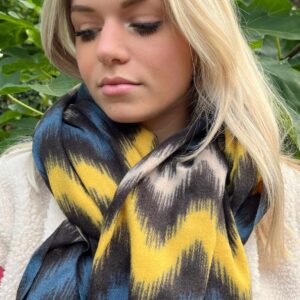 Wintersjaal blauw/geel