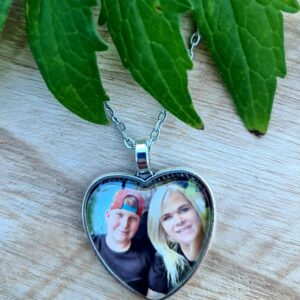 Ketting met foto zilverkleurig hart