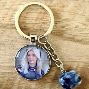 Edelsteensleutelhanger met foto