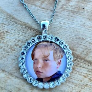 Ketting met fotohanger met crystals zilverkleurig